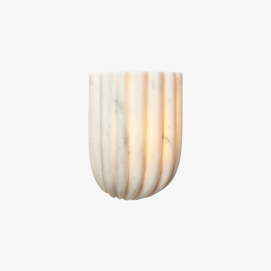 Ariel Fluted White Marble Wall Sconce
