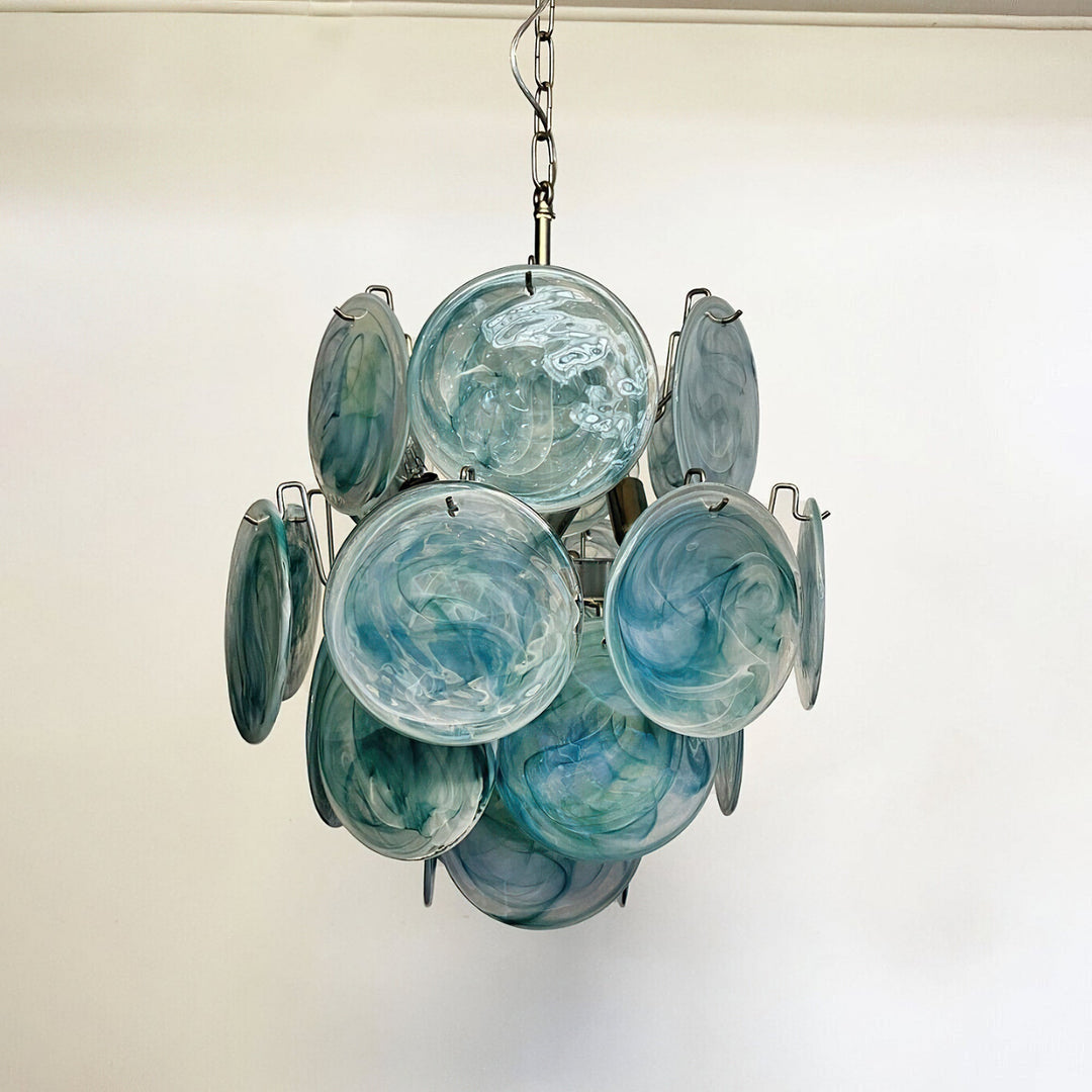 Murano Blue Disc Chandelier 24
