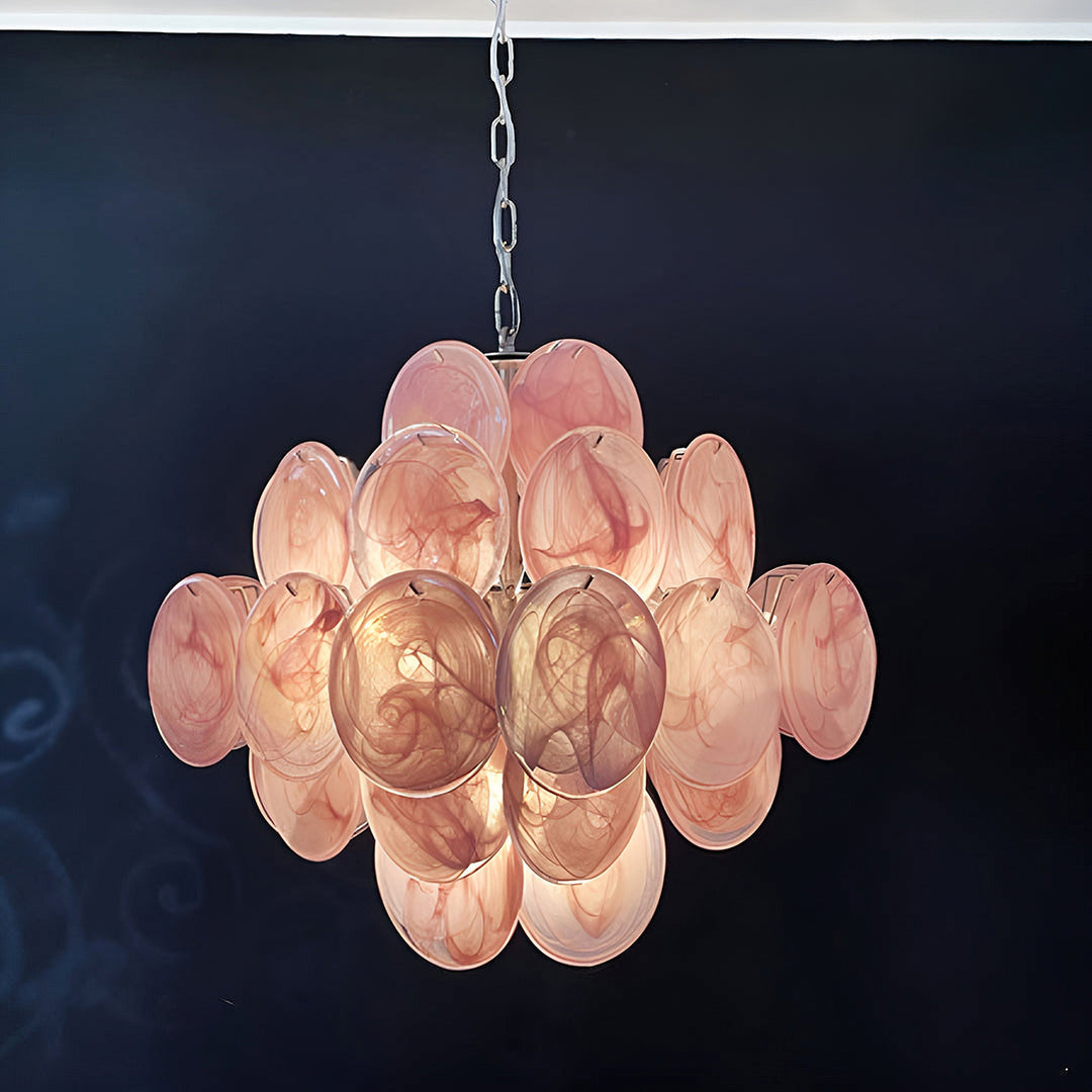 Murano Pink Disc Chandelier 36