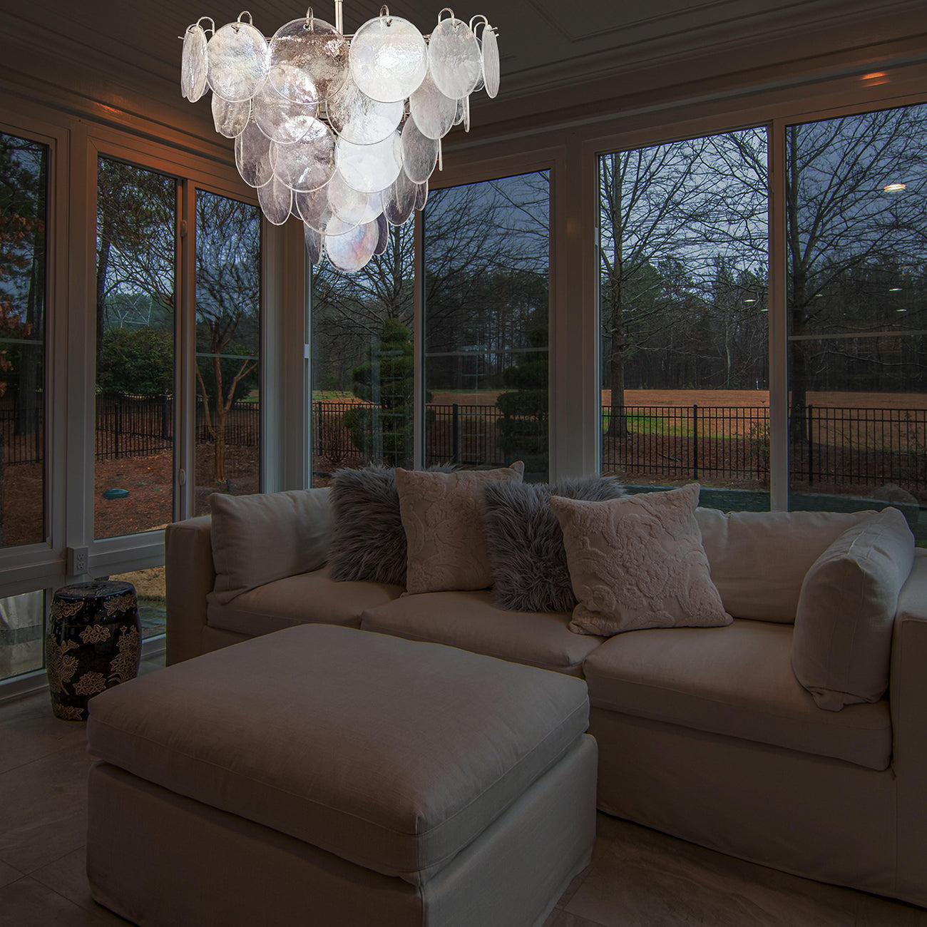 Murano Iridescent Grit Disc Chandelier 57