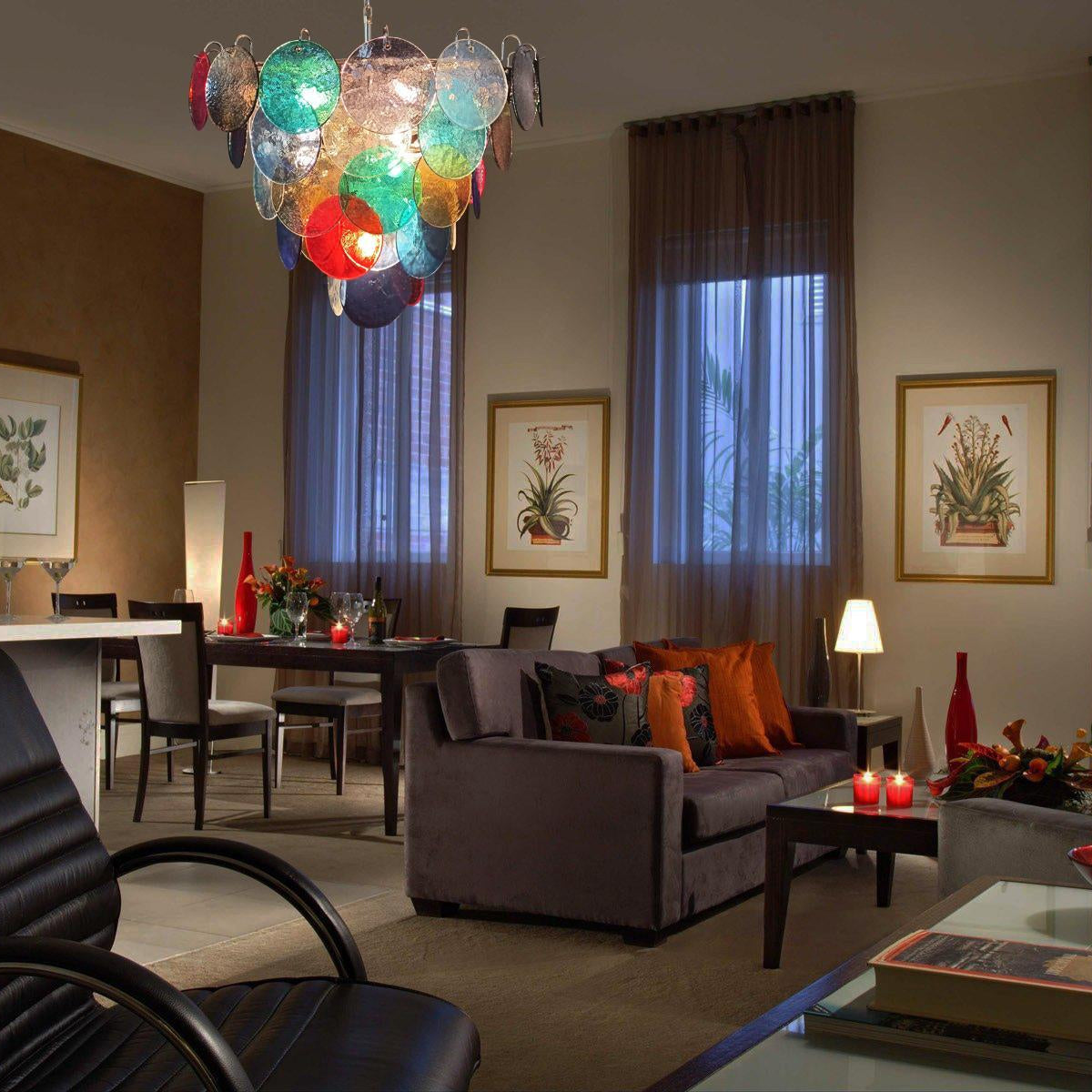 Murano Multicolored Disc Chandelier 57