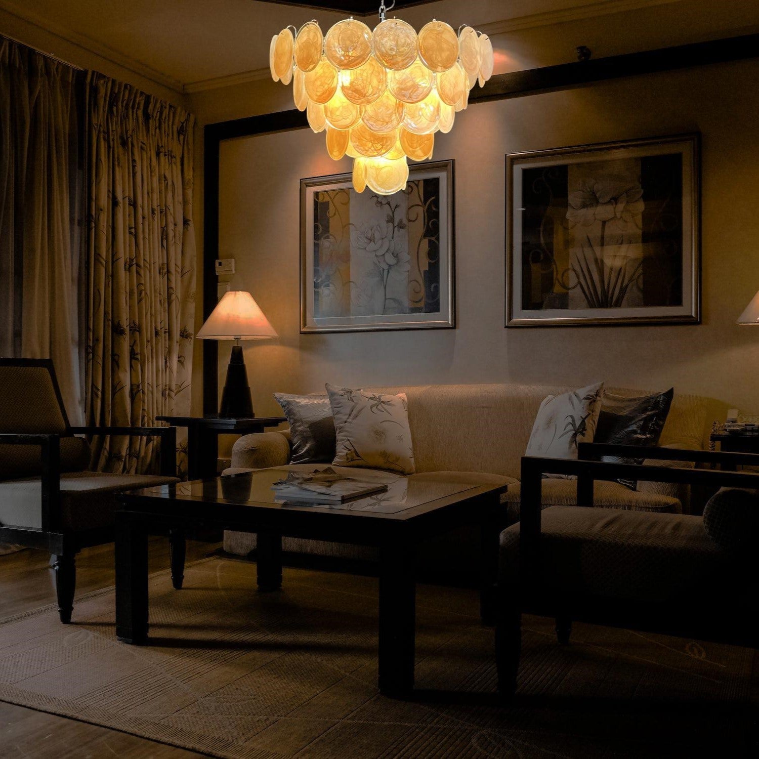 Murano Gold Disc Chandelier 57