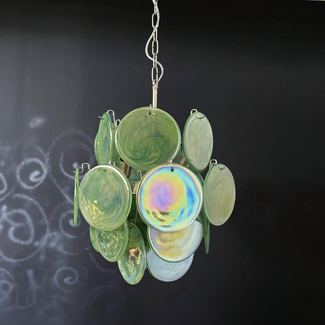 Murano Green Disc Chandelier 24