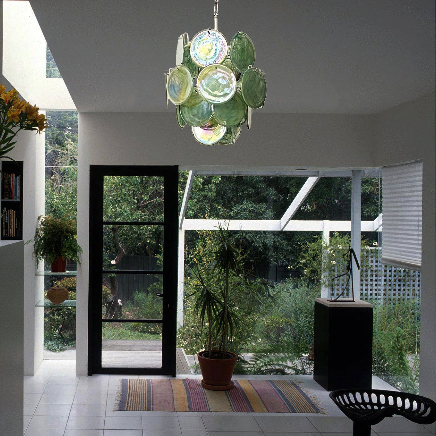 Murano Green Disc Chandelier 24