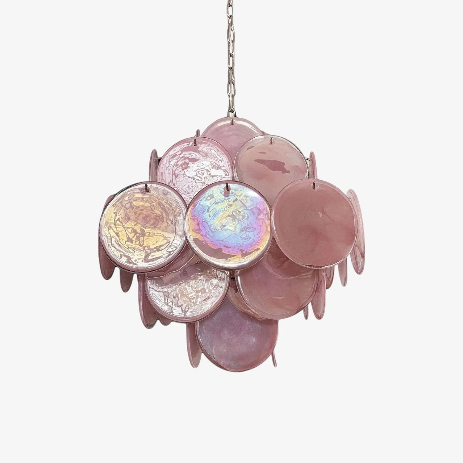 Murano Pink Disc Chandelier 36