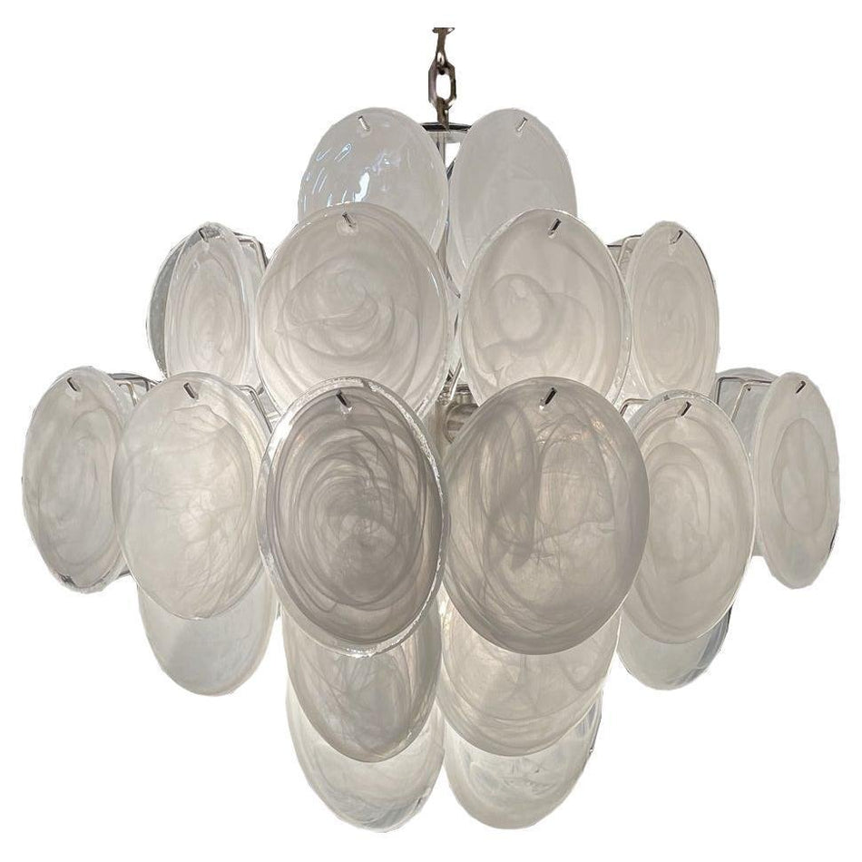Murano White Disc Chandelier 36