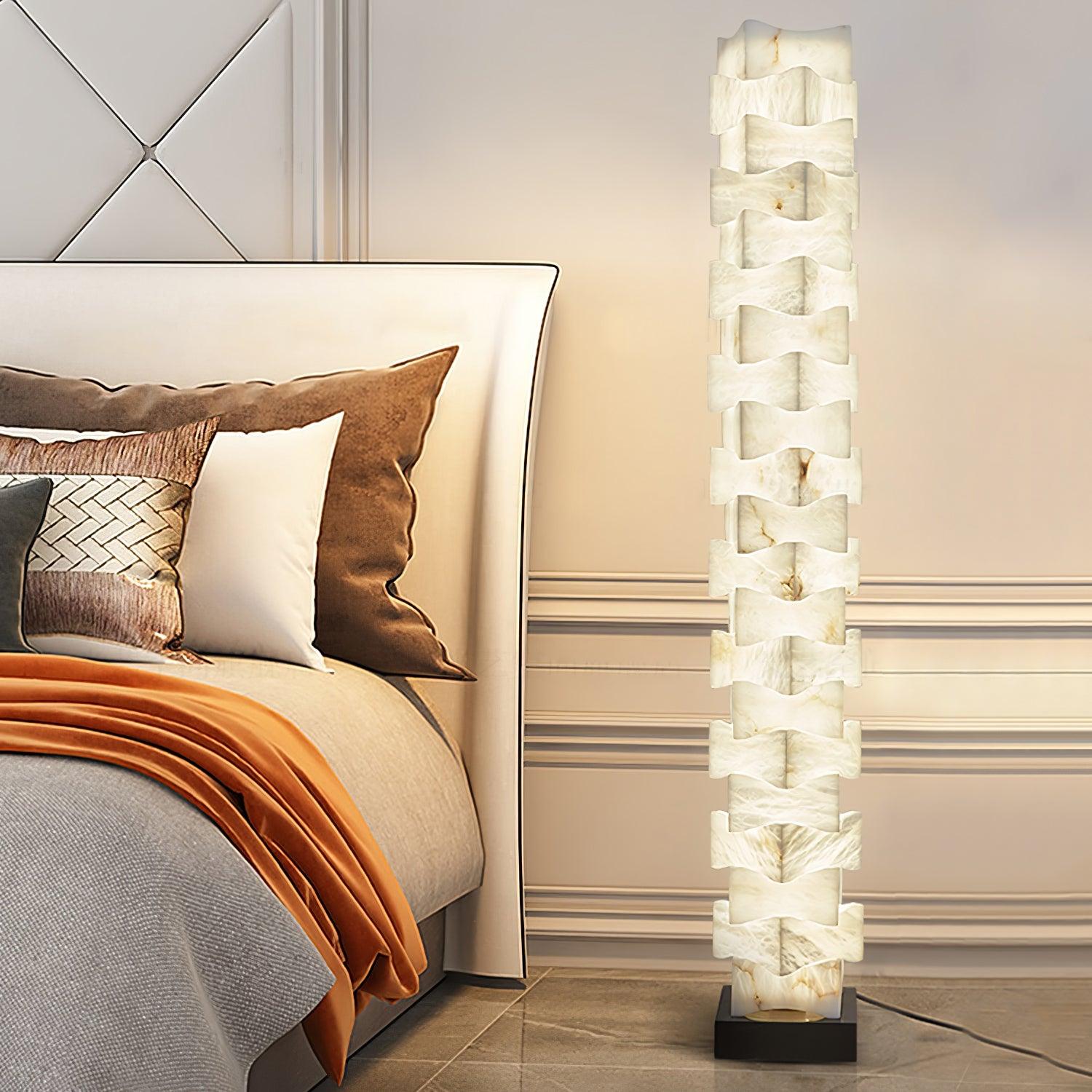 Alva Stacked Alabaster Floor Lamp