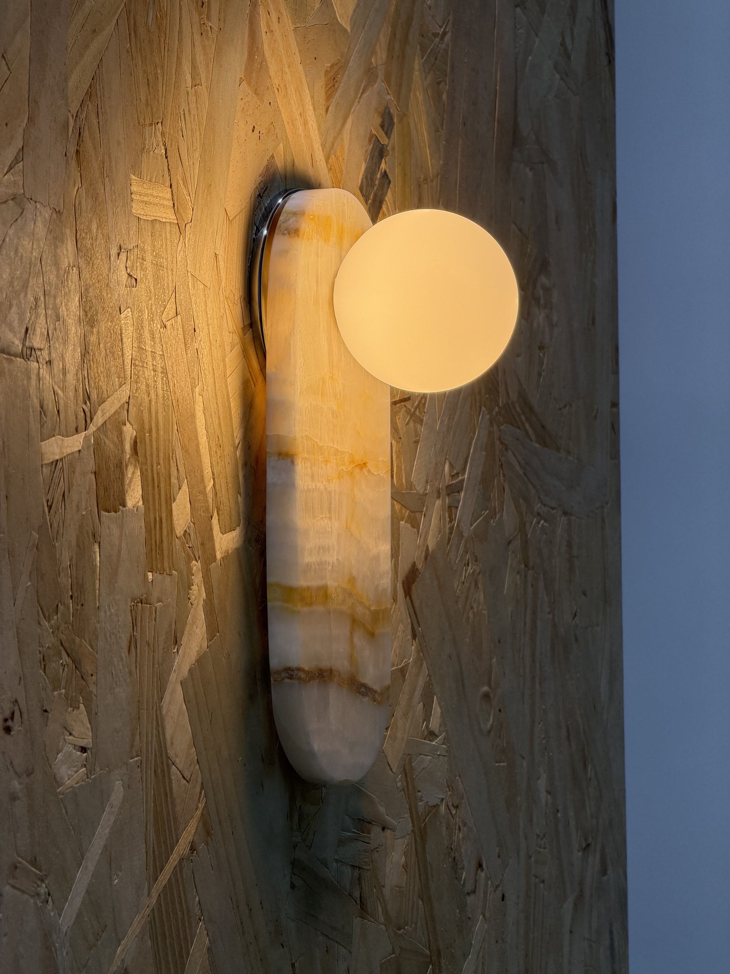 White Onyx Sconce with Brown
